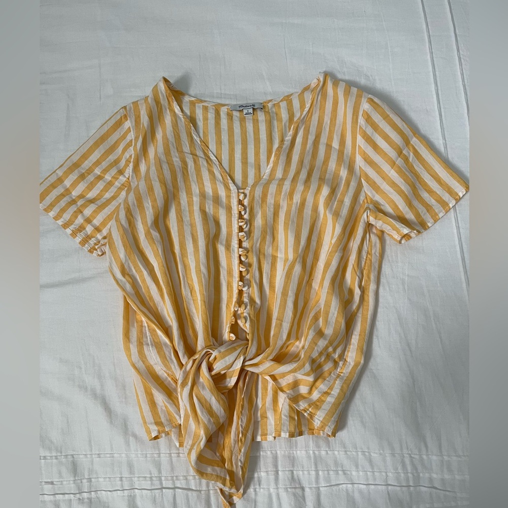 Madewell Yellow front tie blouse